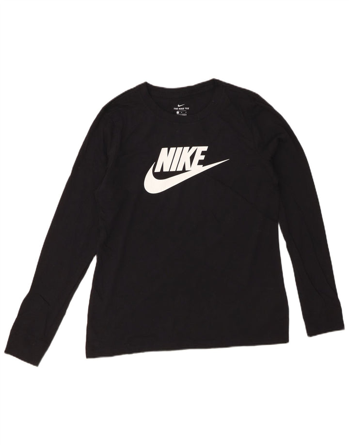 Damski top z grafiką NIKE z długim rękawem, UK 14, średni czarny, bawełniany