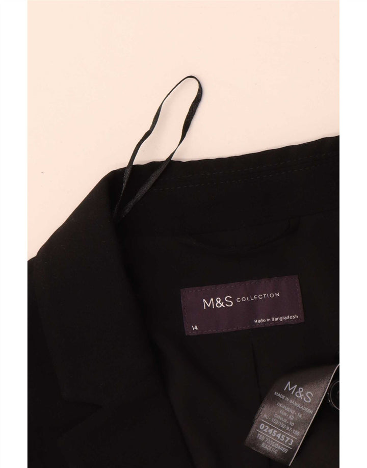 Marks & Spencer Damska marynarka zapinana na 1 guzik, UK 14, duża, czarna, poliester
