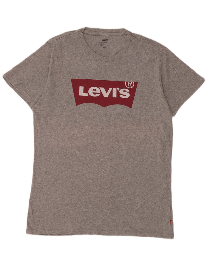 Męska koszulka z grafiką Levi's, średnia szara bawełna