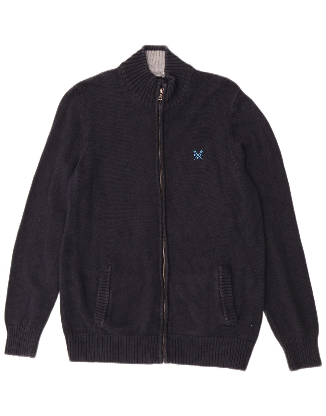 Crew Clothing Męski sweter rozpinany, średni granatowy, bawełniany