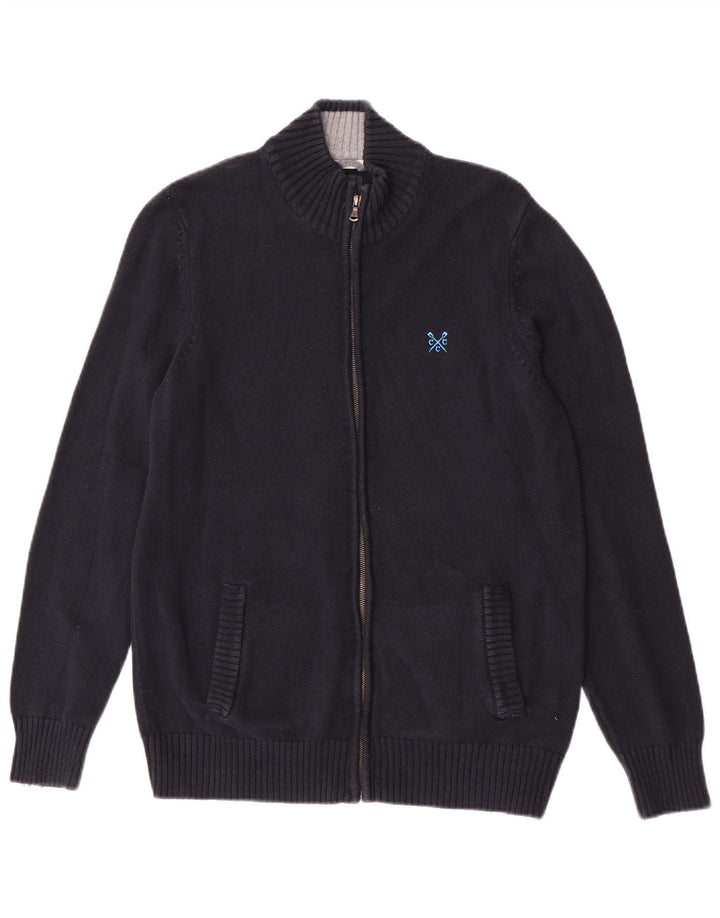 Crew Clothing Męski sweter rozpinany, średni granatowy, bawełniany