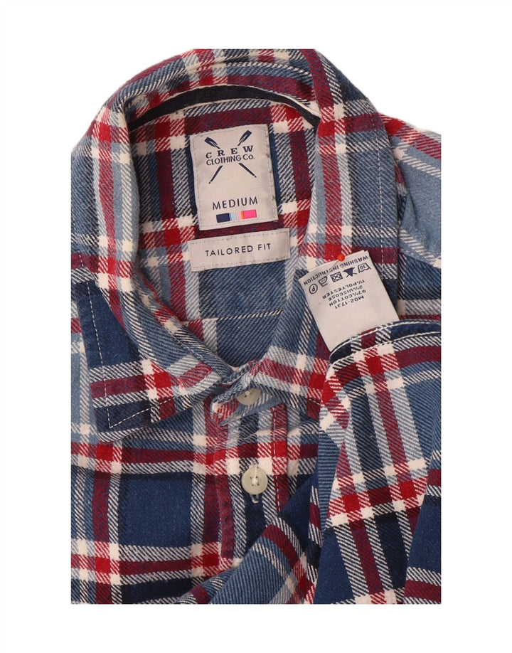 Crew Clothing Męska koszula flanelowa o dopasowanym kroju, bawełniana w średnią niebieską kratkę