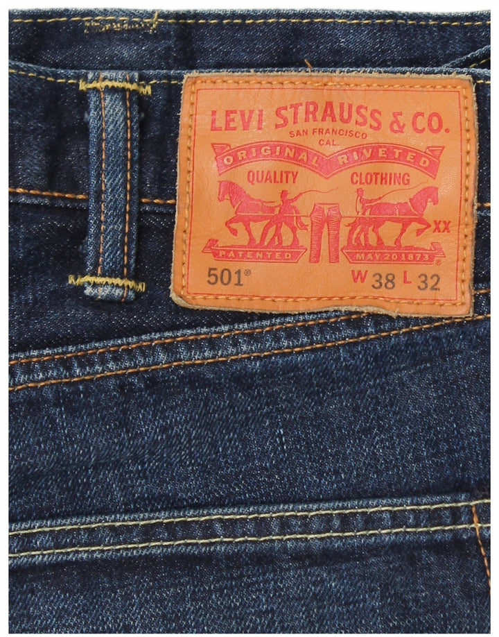Męskie dżinsy LEVI'S 501 Straight W38 L32 Niebieska bawełna
