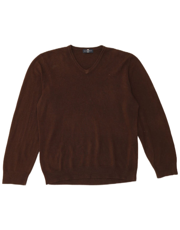 Marks & Spencer Męski sweter w kolorze niebieskim Harbor z dekoltem w kształcie litery V, XL, brązowy, akrylowy