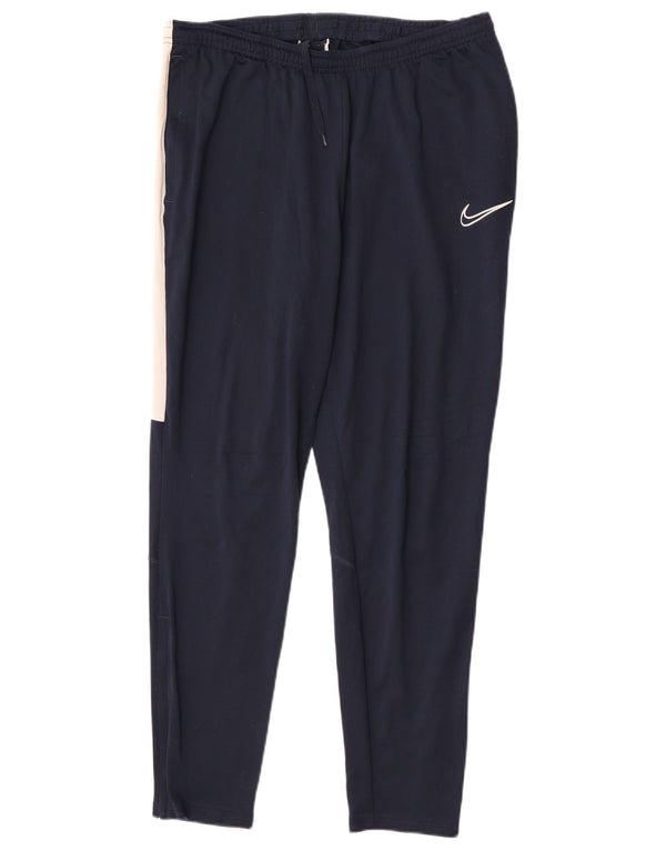 Męskie spodnie dresowe Adidas Dri Fit, duże, granatowe, z blokami kolorów