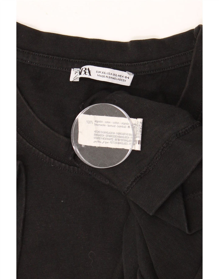 Męska koszulka T-shirt ZARA XL, czarna, bawełniana
