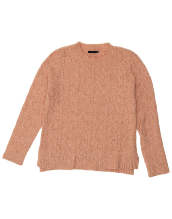 Sweter damski Zara z okrągłym dekoltem UK 14, średni różowy nylon