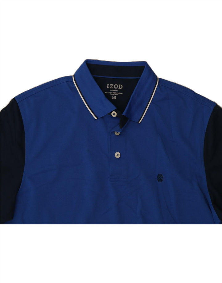 IZOD Mens Performance Polo Shirt Large Blue Colourblock Polyester Vintage Izod and Second-Hand Izod from Messina Hembry 