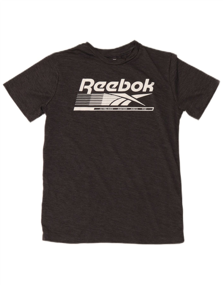 Chłopięcy T-shirt z grafiką Reebok 10-11 lat, średni szary poliester
