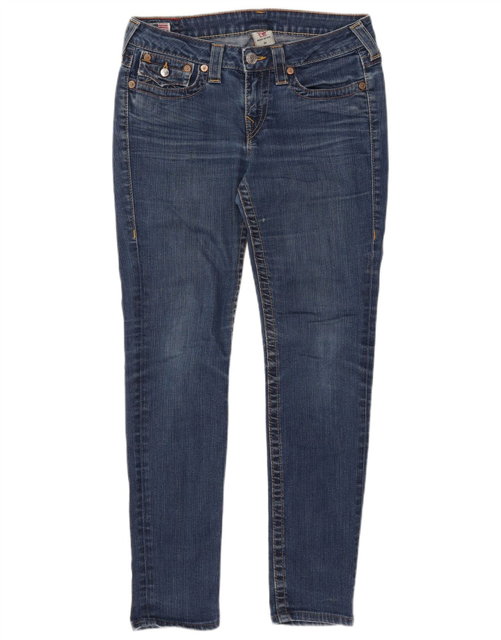 Damskie jeansy slim TRUE RELIGION W30 L30 Niebieskie, bawełniane