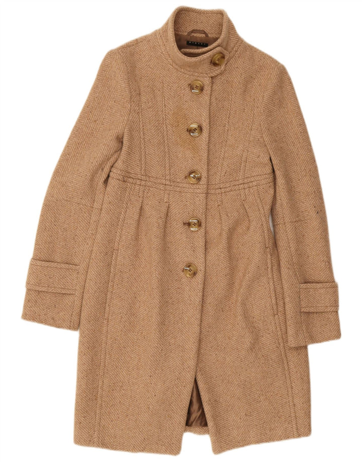 Płaszcz damski Sisley IT 40, mały, beżowy, poliester w jodełkę