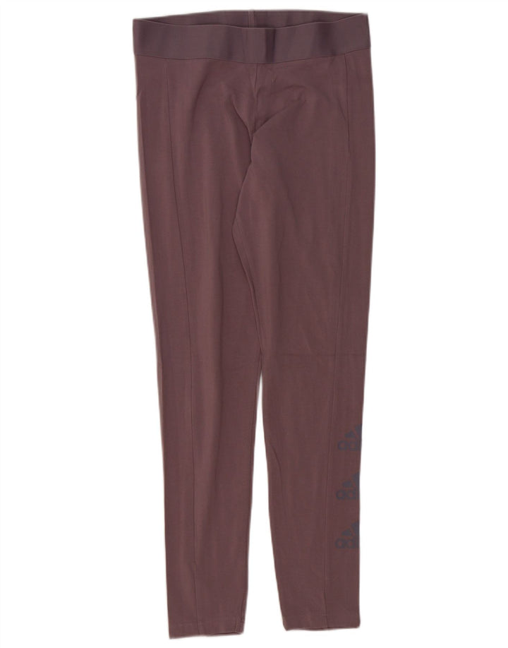 ADIDAS Womens Leggings UK 12/14 Medium Purple Cotton
