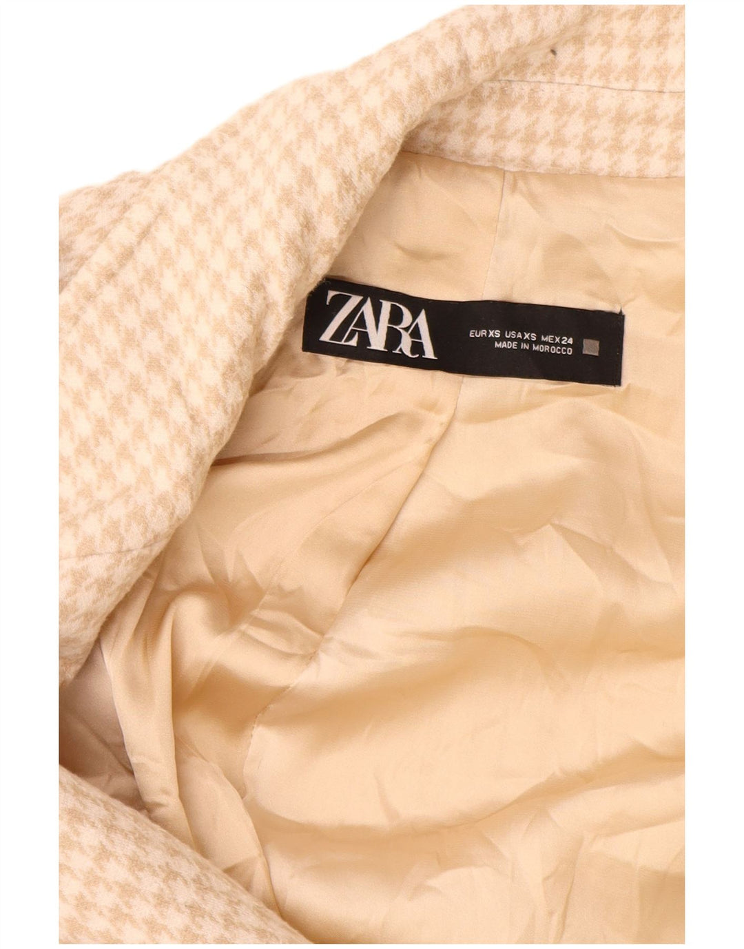 Damska marynarka zapinana na 2 guziki, oversize, Zara UK 6 XS, beżowa pepitka