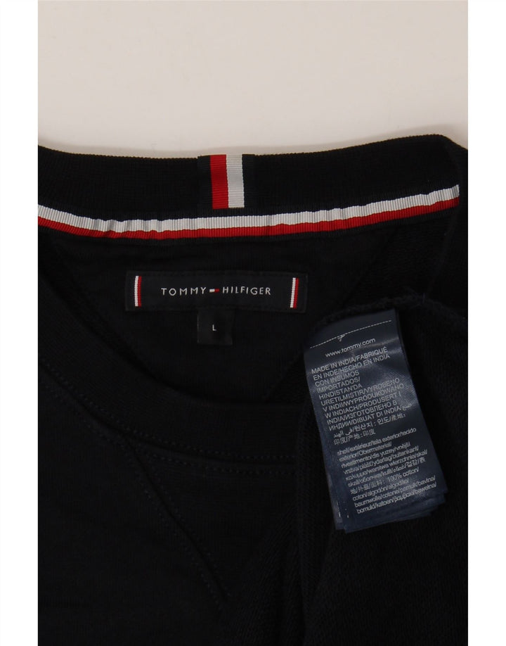 Męska bluza z grafiką Tommy Hilfiger, duża, granatowa, bawełniana