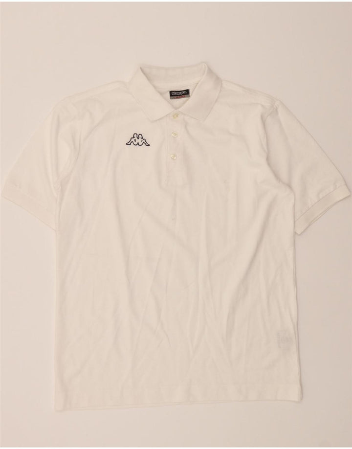 KAPPA Mens Polo Shirt Large White Cotton Vintage Kappa and Second-Hand Kappa from Messina Hembry 