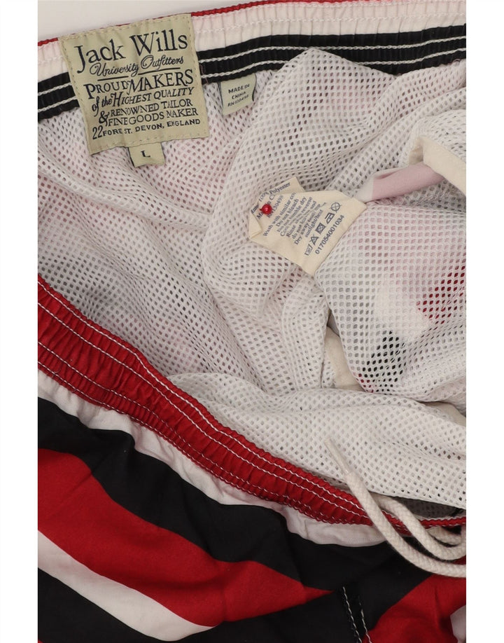 Męskie spodenki kąpielowe JACK WILLS, duże, poliestrowe paski w czerwone paski