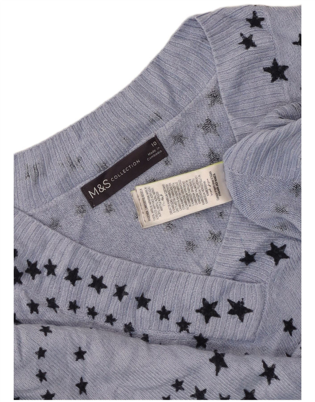 Marks & Spencer Damski sweter z abstrakcyjnym wzorem i dekoltem w kształcie litery V, UK 10, mały B