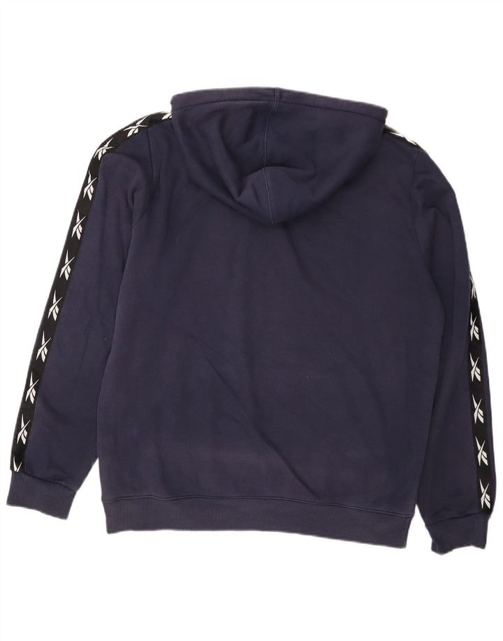 Męski sweter z kapturem Reebok z grafiką, średni granatowy, bawełniany