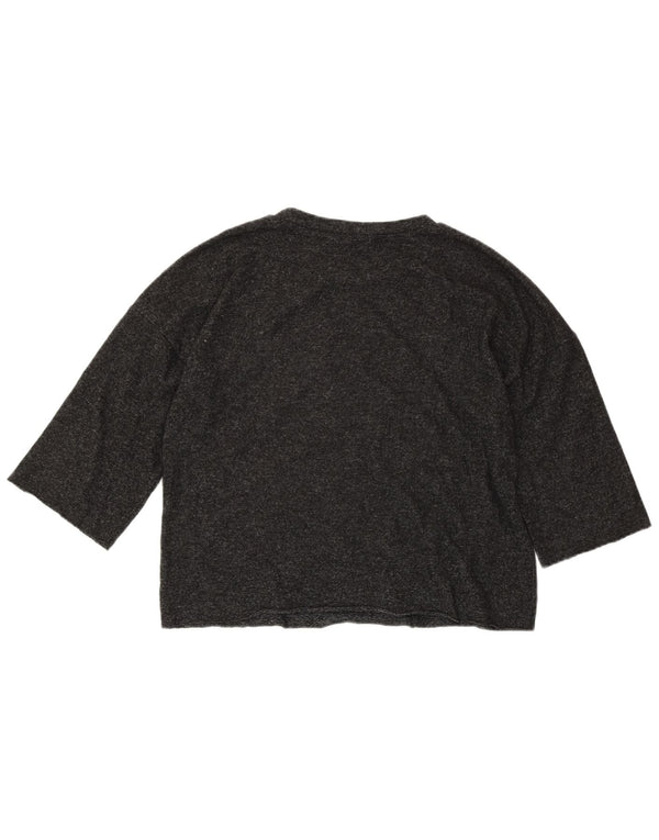 Damski krótki top oversize ZARA z rękawem 3/4 UK 10 Small, szara wiskoza