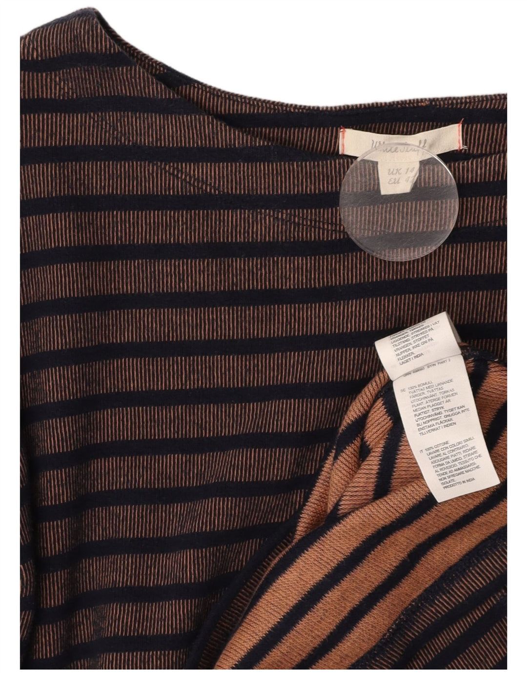 WHITE STUFF Damska sukienka płaszczowa z długim rękawem UK 14, duże brązowe paski