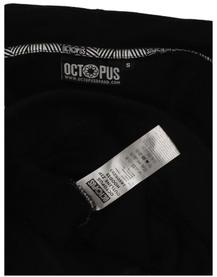 Męski sweter z kapturem i zamkiem błyskawicznym Octopus, mały, czarny, bawełniany