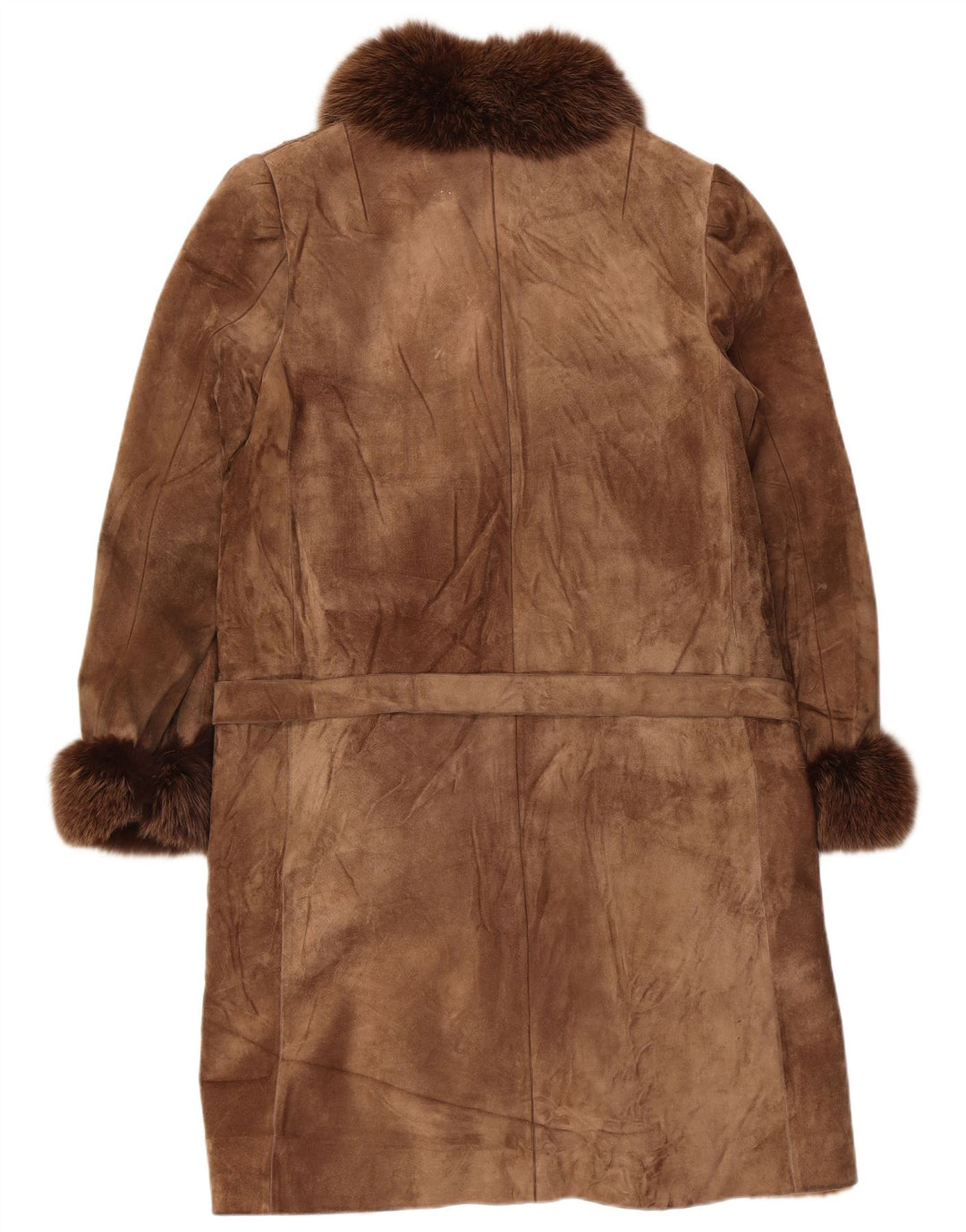 Vintage damski płaszcz zamszowy Sherpa UK 14 średni brąz