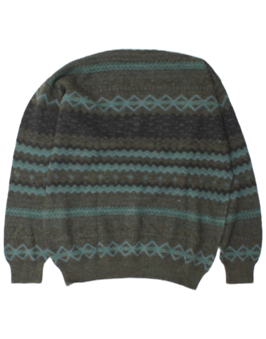Męski sweter Rodes z dekoltem w kształcie litery V, XL, zielona, geometryczna wełna