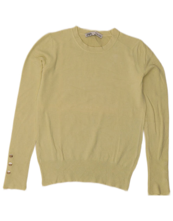 Sweter damski Zara z okrągłym dekoltem, UK 10, mały, żółty