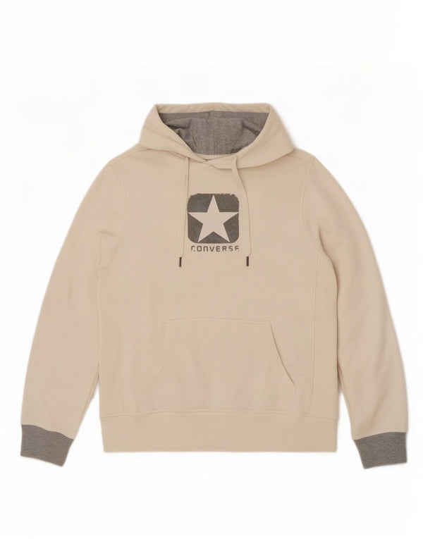 Męski sweter z kapturem Converse z grafiką, średni, złamanej bieli, bawełniany