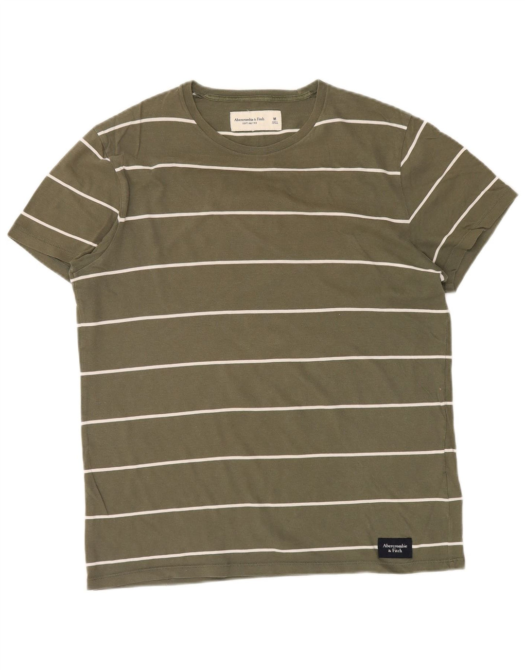T-shirt męski Abercrombie & Fitch, bawełniany w średnie paski w kolorze khaki