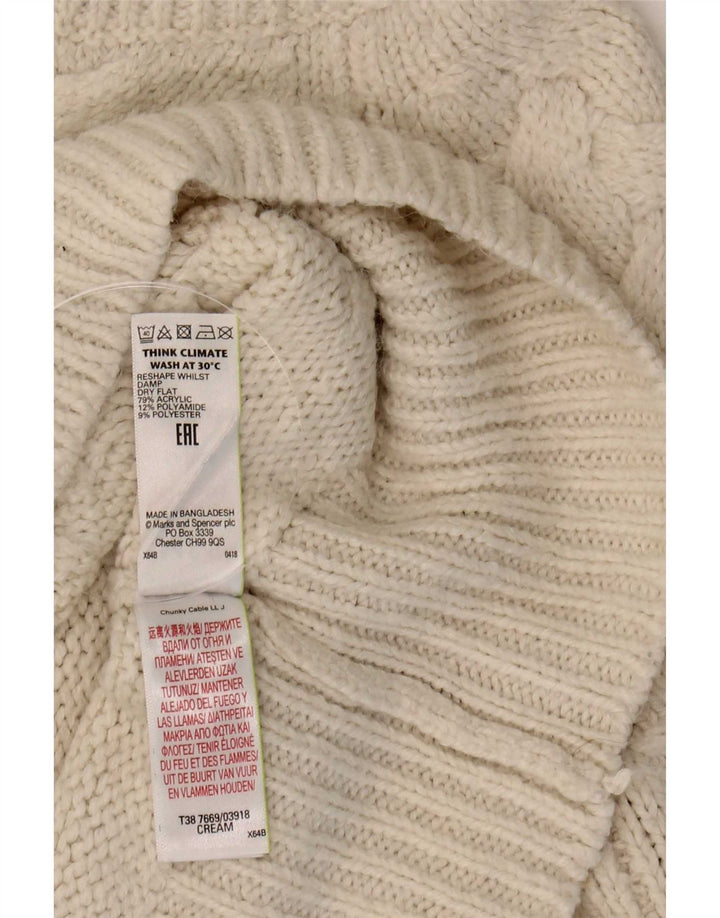 Marks & Spencer Damski sweter z golfem UK 16, duży, beżowy, akrylowy