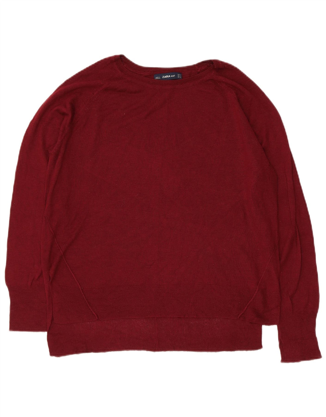 Sweter damski Zara z dekoltem w łódkę UK 14, średni bordowy