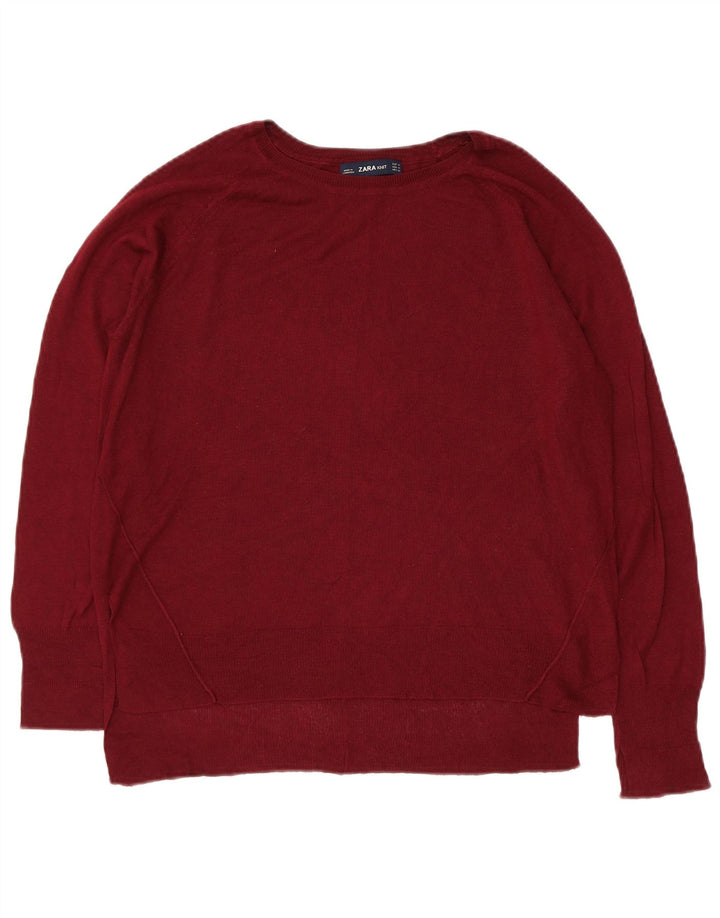 Sweter damski Zara z dekoltem w łódkę UK 14, średni bordowy