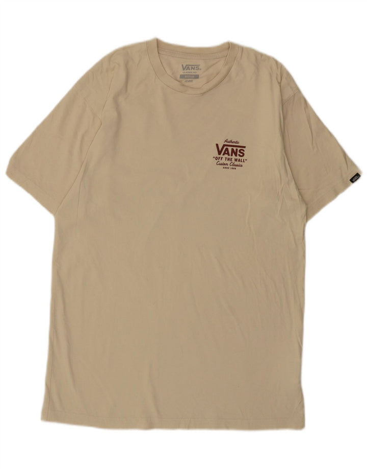 Męski T-shirt Vans o klasycznym kroju z grafiką, średnio beżowy, bawełniany