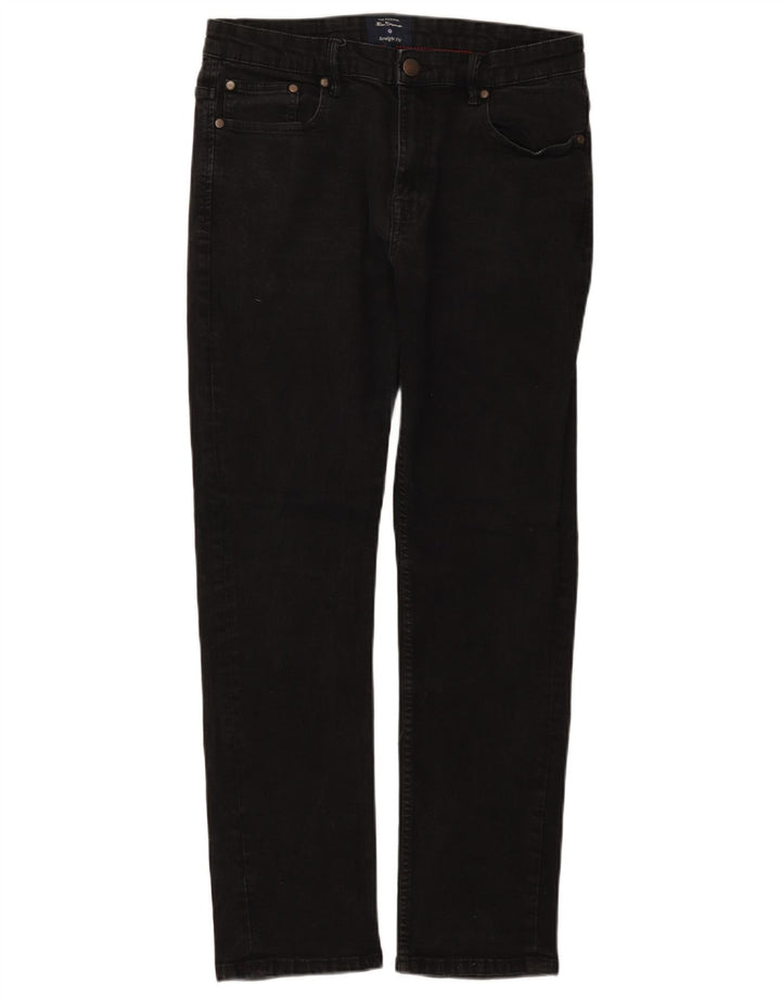 Męskie proste dżinsy Ben Sherman W34 L30 Czarna bawełna