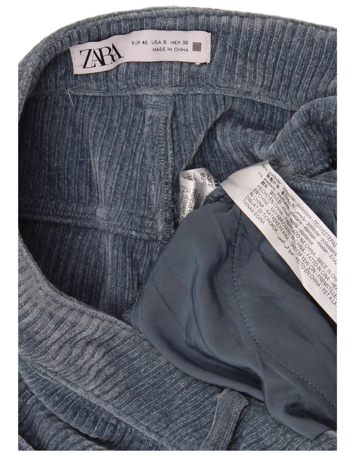 Damskie proste sztruksowe spodnie Zara EU 40 Medium W30 L30 Niebieski poliester