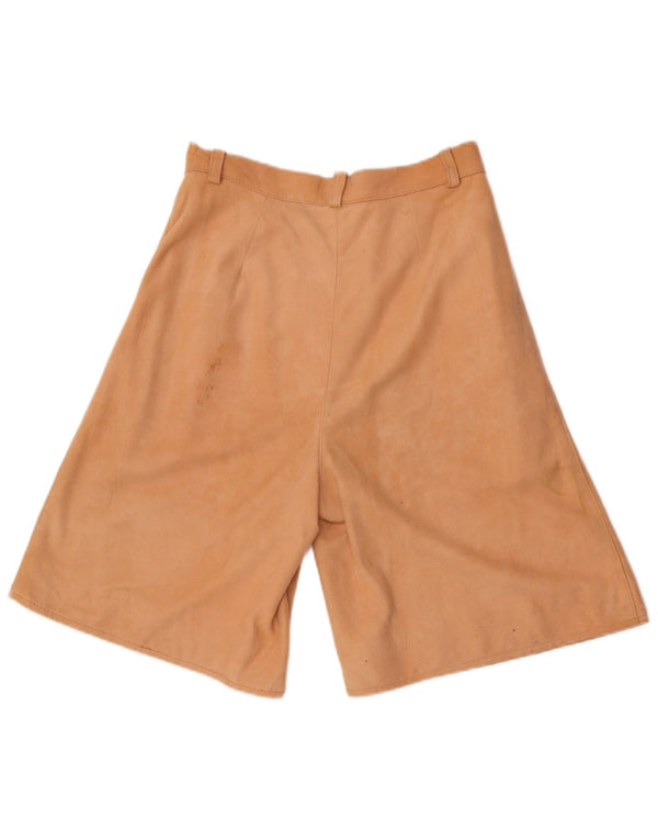 Vintage damskie zamszowe bermudy z wysokim stanem W28 średni brąz