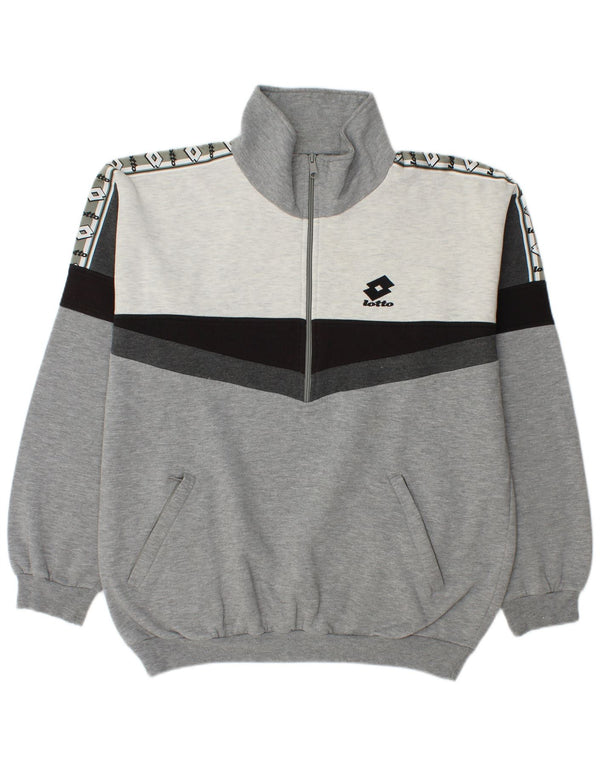 Męski sweter z grafiką i zamkiem błyskawicznym Lotto UK 42/44 XL, szary, blok kolorów