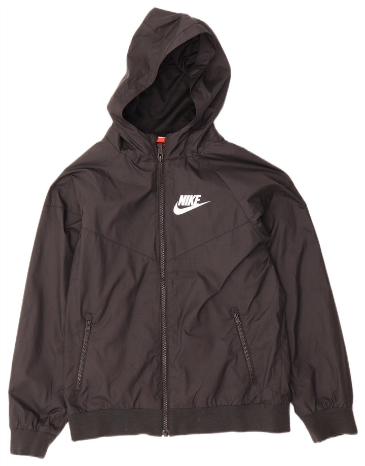 Damska kurtka przeciwdeszczowa z kapturem Nike UK 12, średni czarny poliester