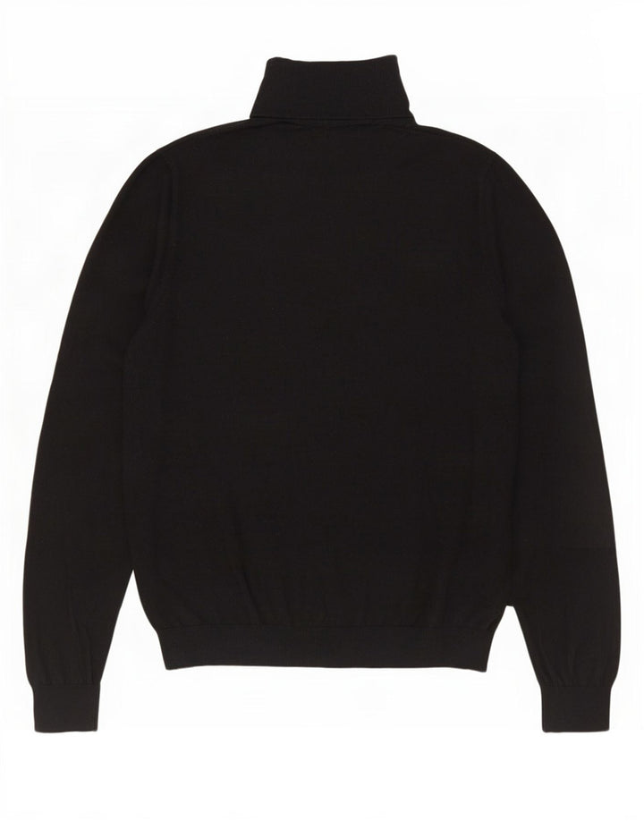 Sweter damski Massimo Dutti z wywijanym dekoltem UK 16, duży, czarny, bawełniany