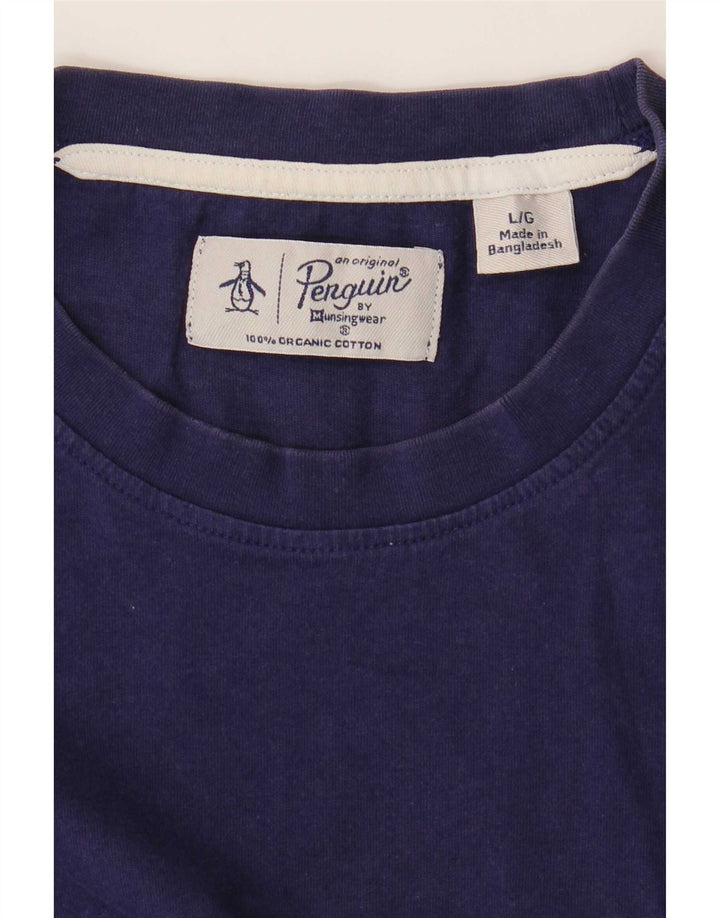 T-shirt męski Penguin, duży, bawełniany, granatowy