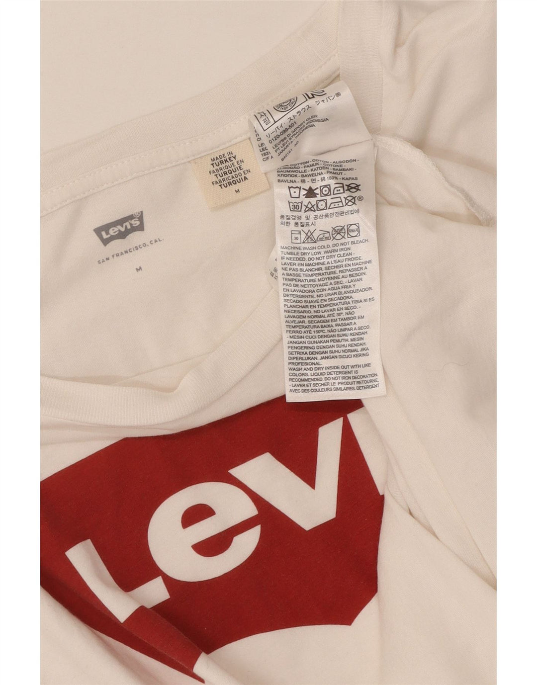 Damska koszulka z grafiką Levi's Top UK 12 Średnia biała bawełna