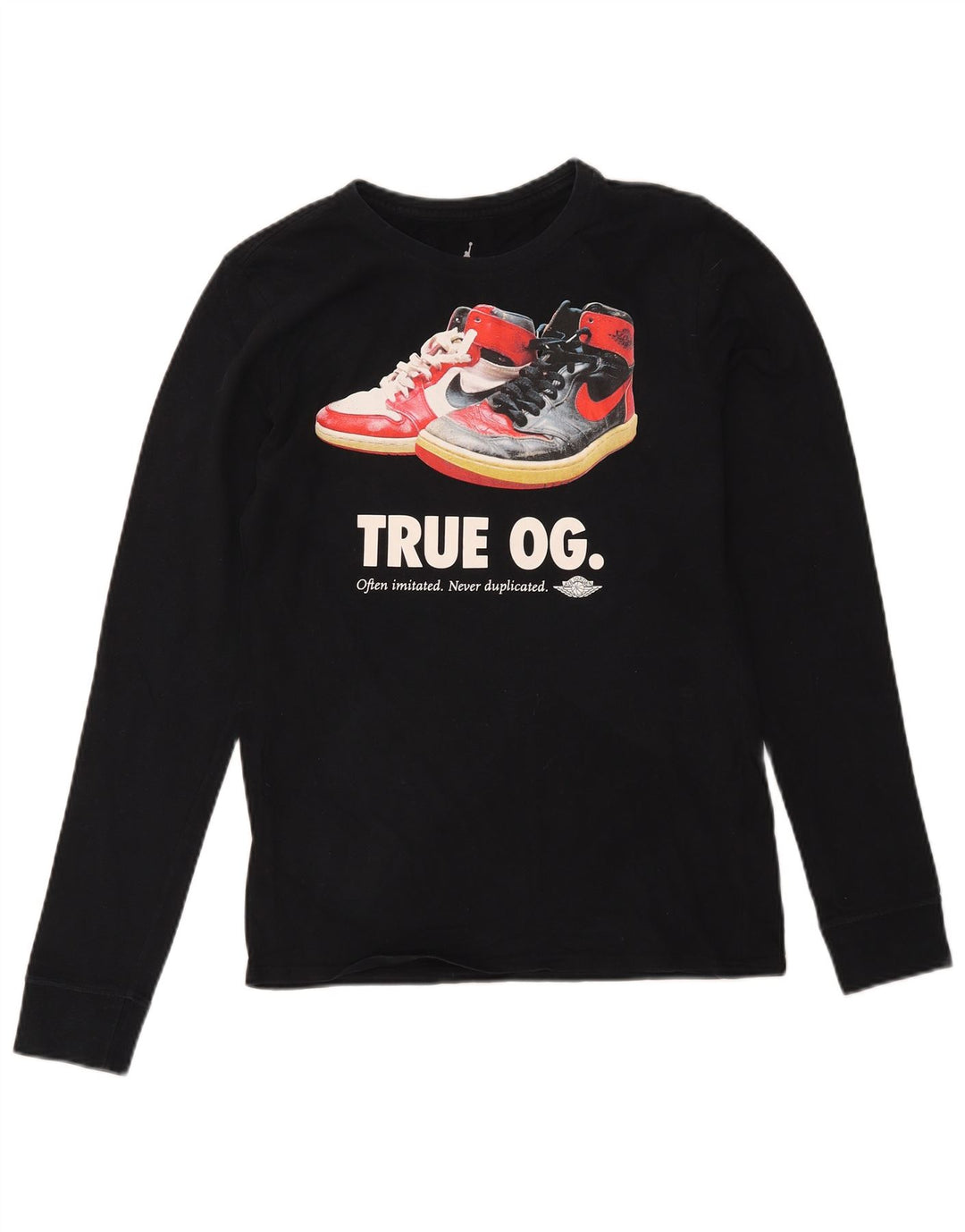 Męski top z grafiką Jordan z długim rękawem, mały, czarny, bawełniany