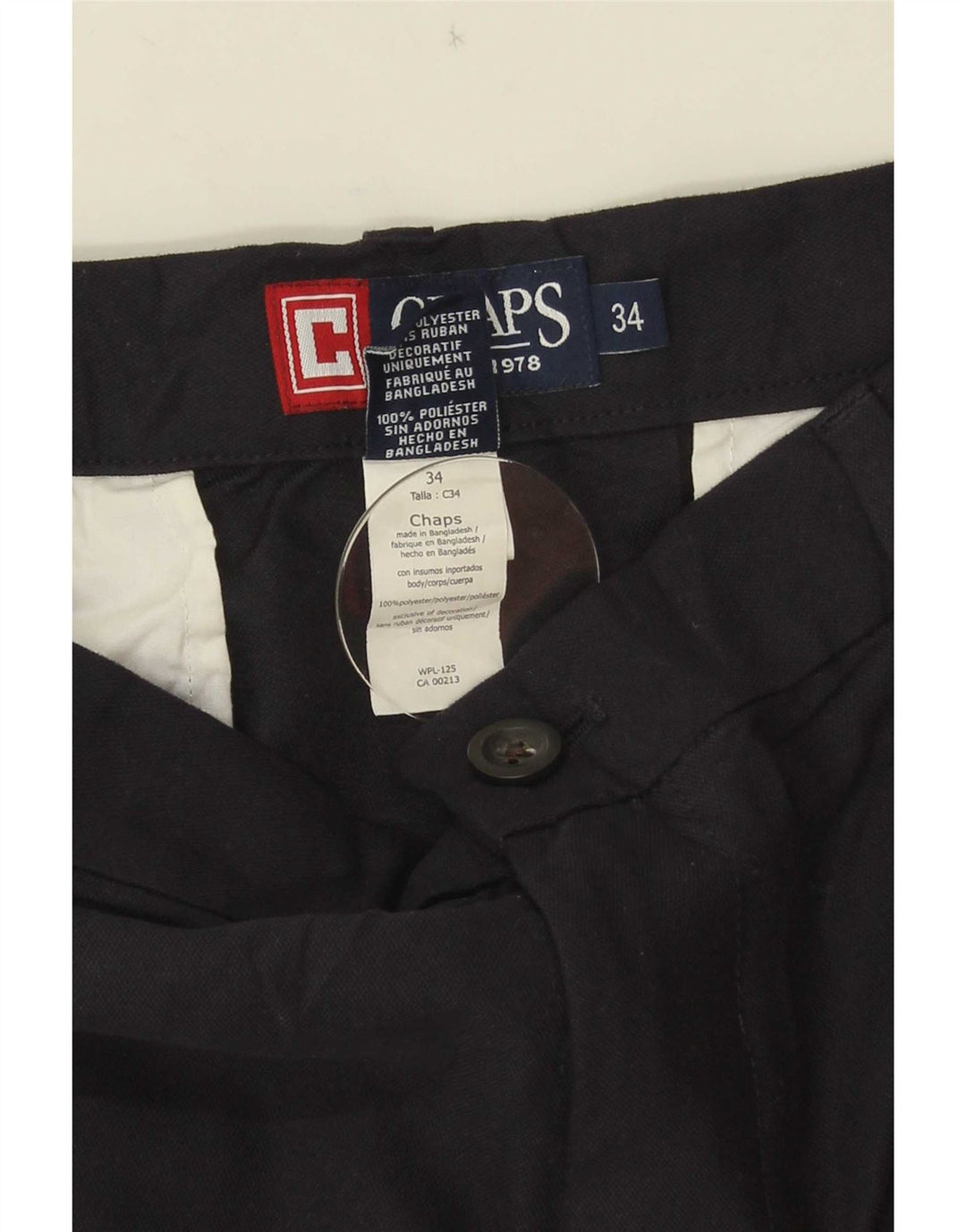 Męskie spodenki Chino Chaps W34, duże, czarne, poliestrowe