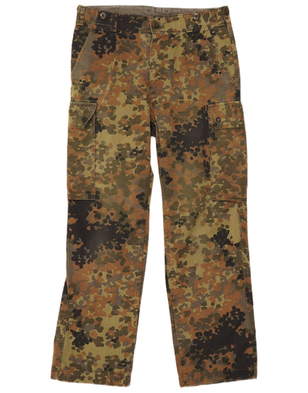 Vintage Mens Straight Cargo Trousers W30 L29 Khaki Camouflage Cotton