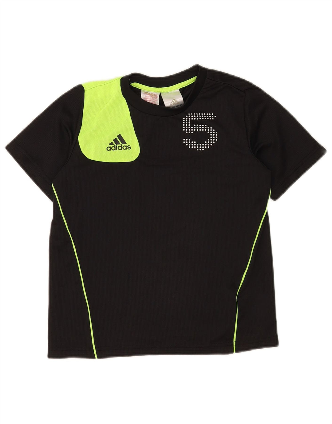 Chłopięca koszulka z grafiką Adidas Top 9-10 lat Czarny poliester z blokami kolorów