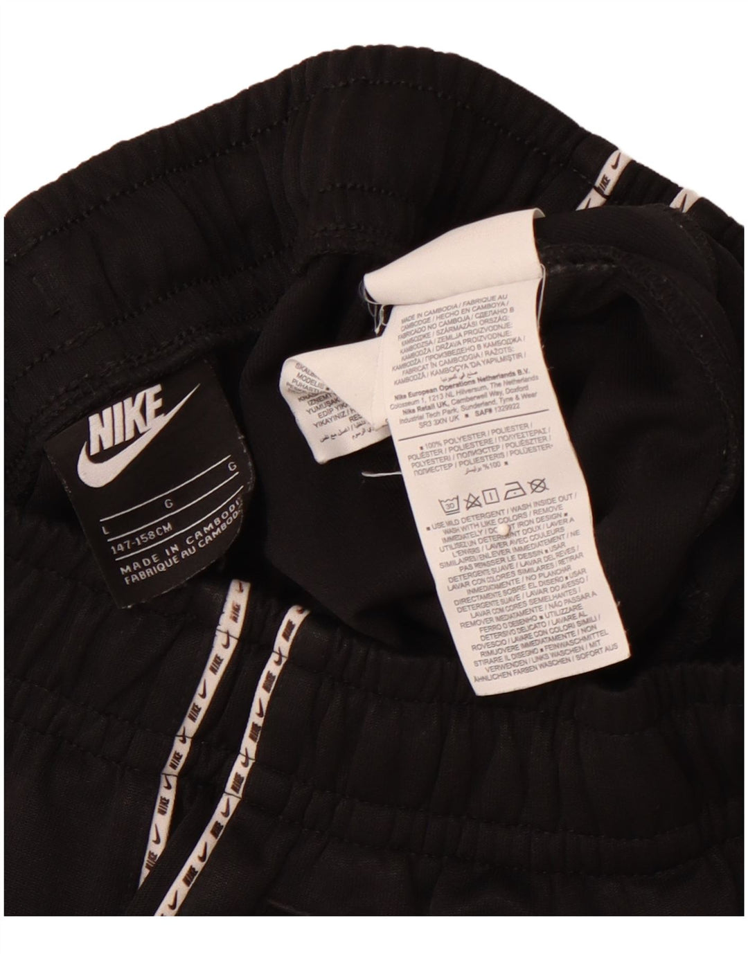 Chłopięce spodenki sportowe z grafiką NIKE na 12-13 lat, duże, czarne, poliestrowe