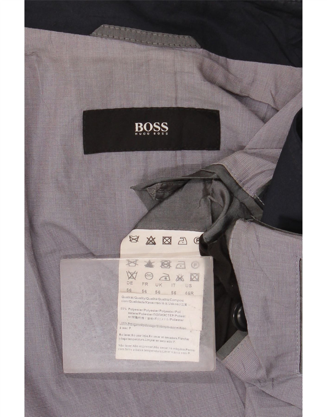 Płaszcz męski HUGO BOSS IT 56 3XL granatowy poliester