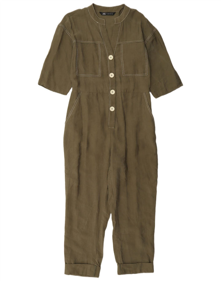 Damski kombinezon z krótkim rękawem Zara UK 10 Small Khaki Lyocell