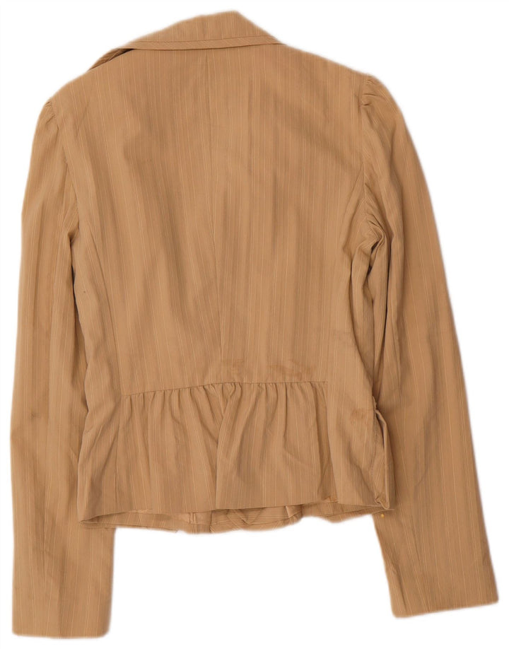 LUISA SPAGNOLI Damska otwarta marynarka IT 40 w małe beżowe prążki